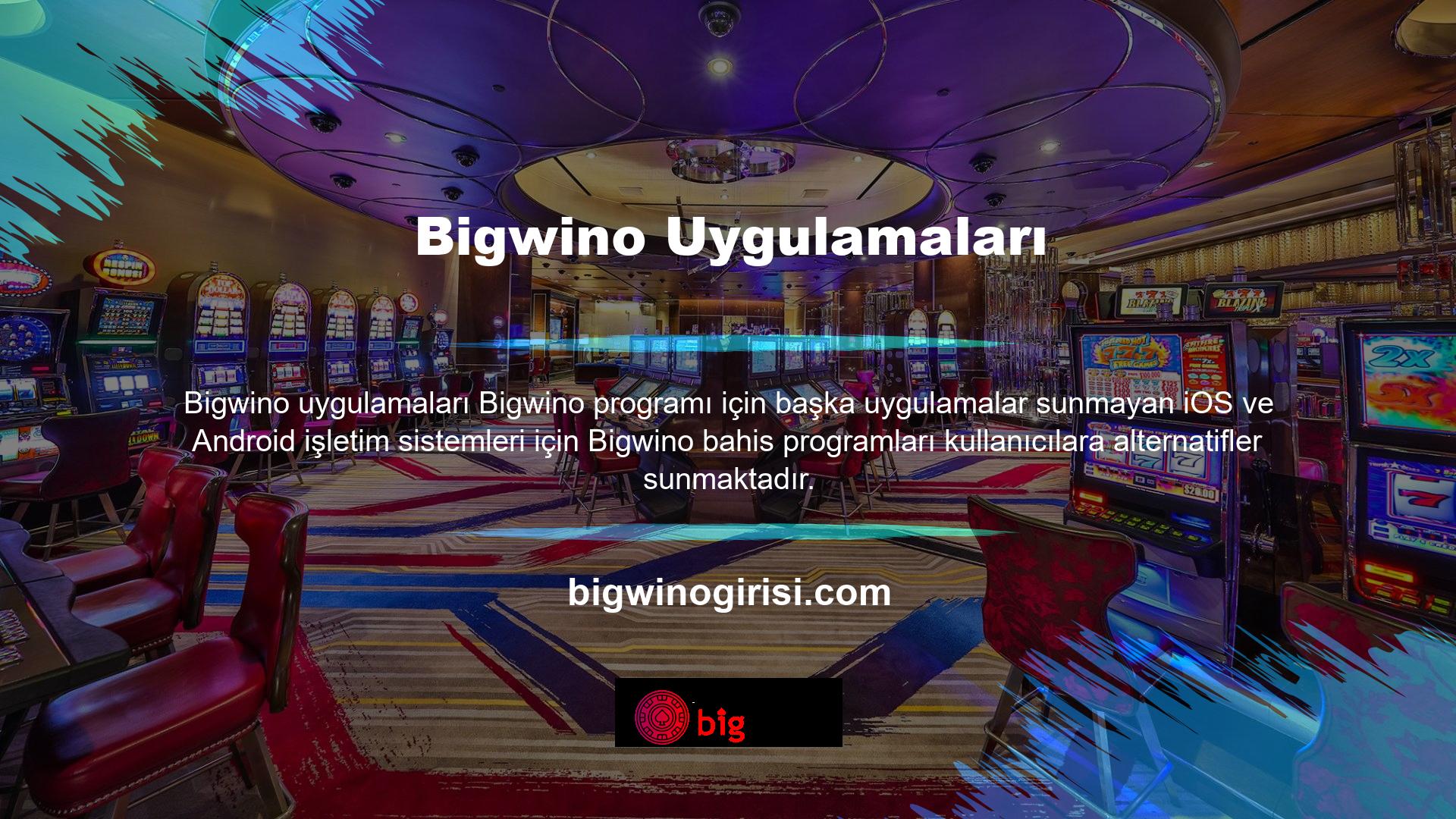 Kullanıcılar akıllı cihazları ve tabletleri için Bigwino yazılımı alabilirler